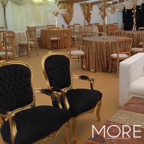 Black and Gold French Arm Chair hire