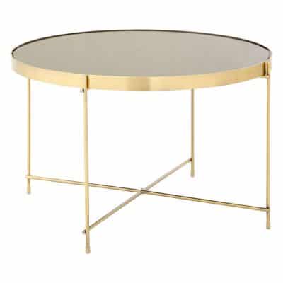 circular bronze mirror top coffee table wedding furniture hire