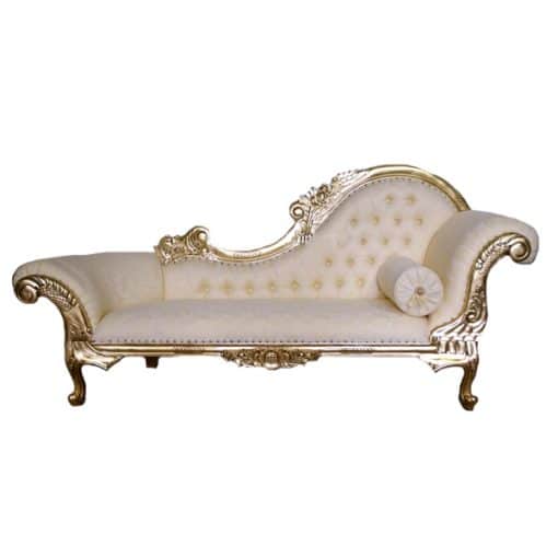 cream and gold chaise lounge wedding furniture hire