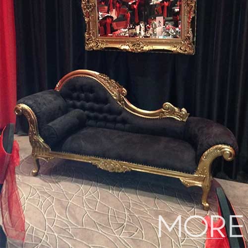 Chaise Lounge Black and Gold hire