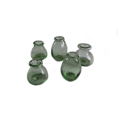 Small green glass vases